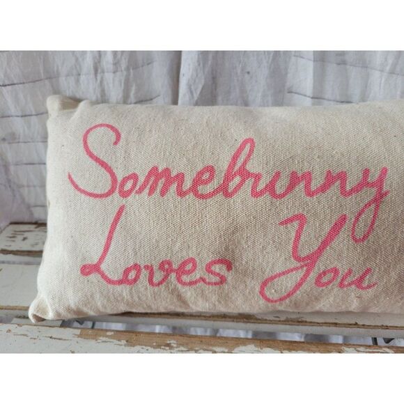 3d Easter shabby chic bunny pillow decor rabbit pink mini new - Picture 2 of 5